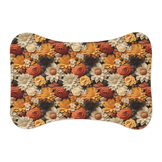 Fall Floral Pet Feeding Mats - Autumn All Over Print Pattern Design for Cat and Dog - Kitchen Decor Place Mat, Holiday Themed Food Mat The Aurora Touch