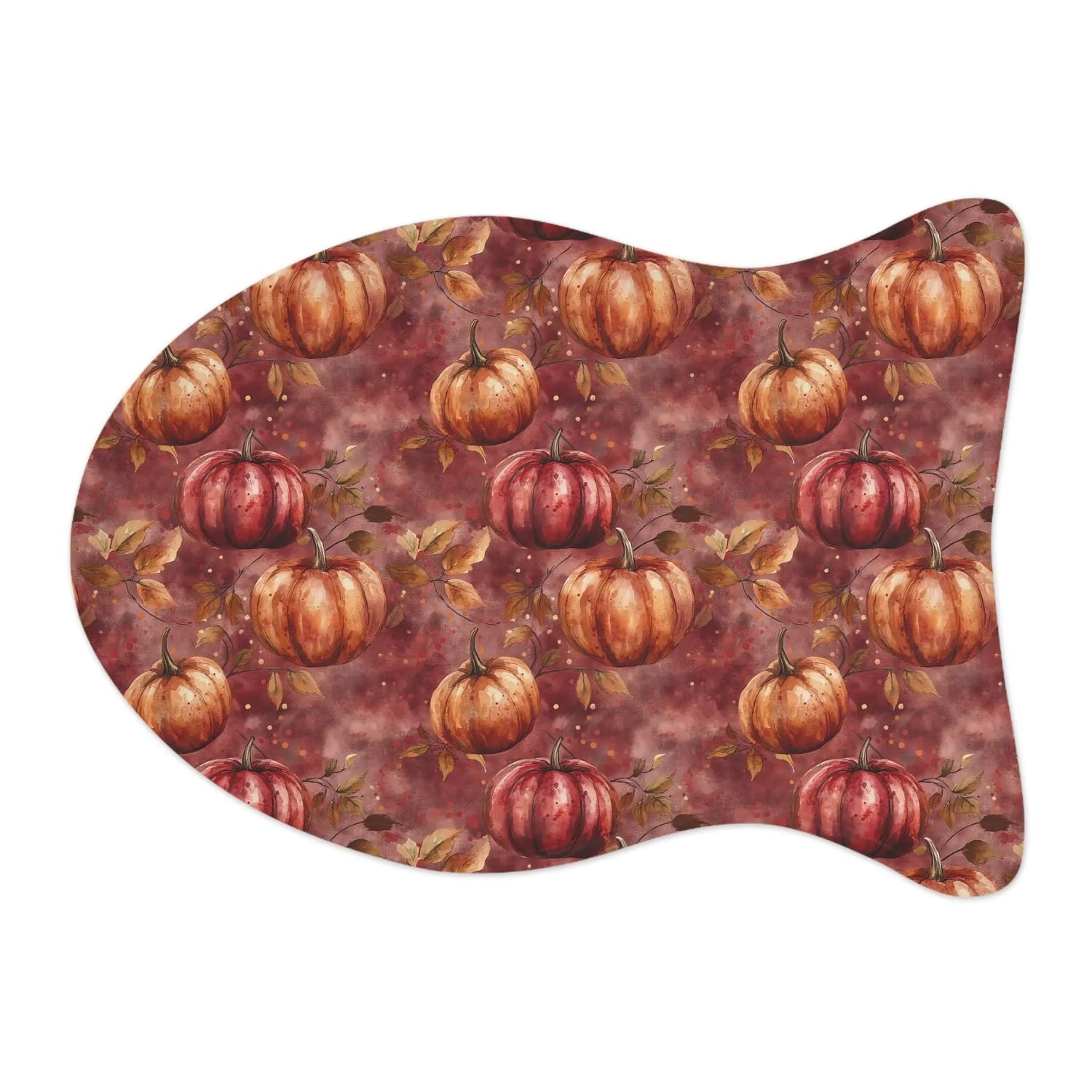 Pet Feeding Mats, Autumn Pumpkin CustomFall Burgundy Brown Print, Cat Dog Food Mat, Lavish Style Design, Pet Bowl Placemat, Pet Supplies SEO The Aurora Touch