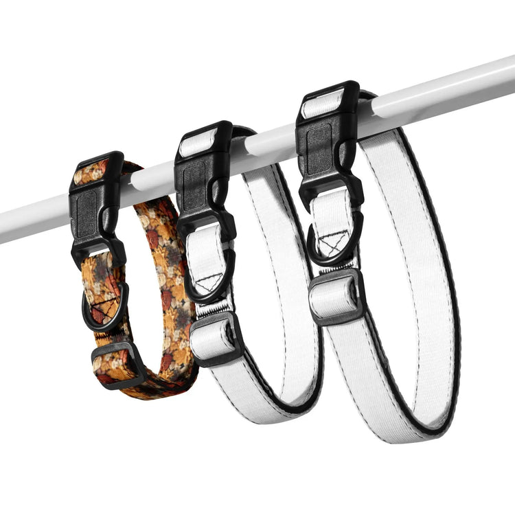 Fall colors Pet Collar floral all over print pattern Autumn browns stylish classy walking shopping travel fashionista dog collar The Aurora Touch