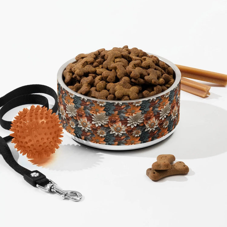 Fall Floral Pet bowl all over print pattern design The Aurora Touch
