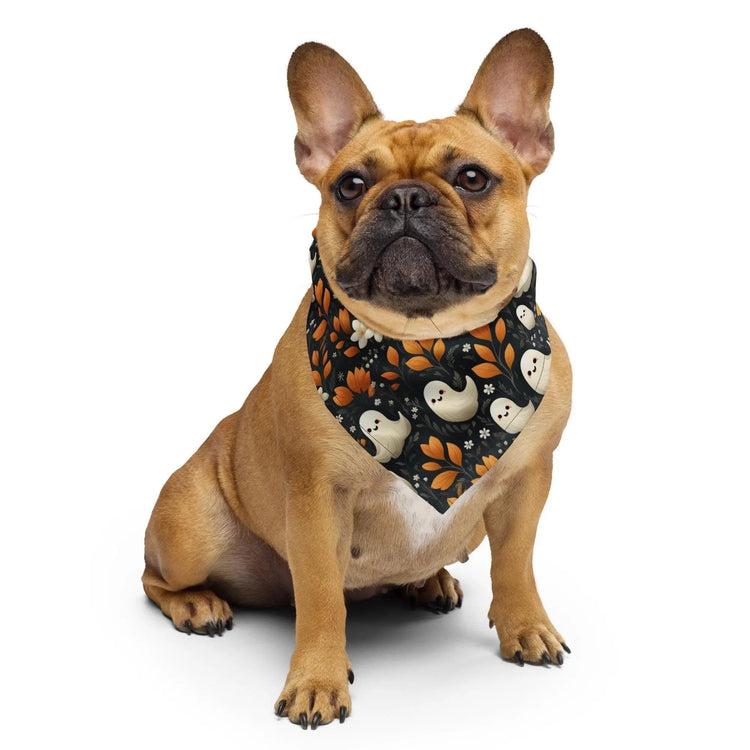 Halloween Pet Bandana all over mini ghosts print stylish casual walk travel designer adorable cat dog human scarf The Aurora Touch