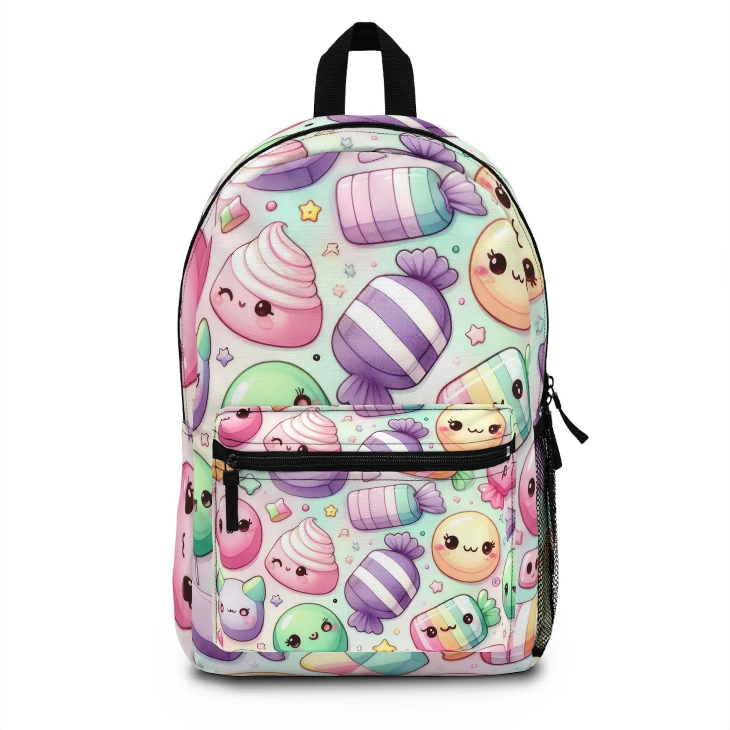 Backpack, pastel kawaii candy pattern back to school kids colorful ipad laptop crayons pencil everyday travel cute carry on bus bag The Aurora Touch