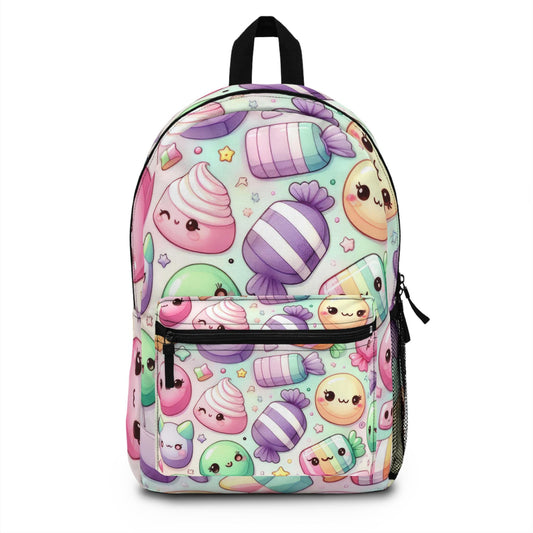 Mochila con estampado de dulces kawaii pastel para el regreso a clases para niños, colorida, para iPad, portátil, crayones, lápices, para uso diario, para llevar en el autobús.