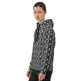 Cozy pattern print  Men Hoodie all over design casual warm stylish runway style everyday relaxed fit fleece feel sweatshirt
