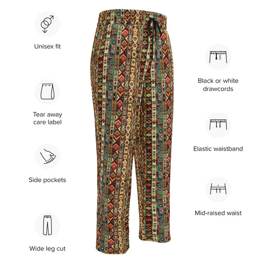 Wide-leg joggers, Unisex fit native all over pattern design casual recycled fabric relaxed all day wear lounge sweat pants
