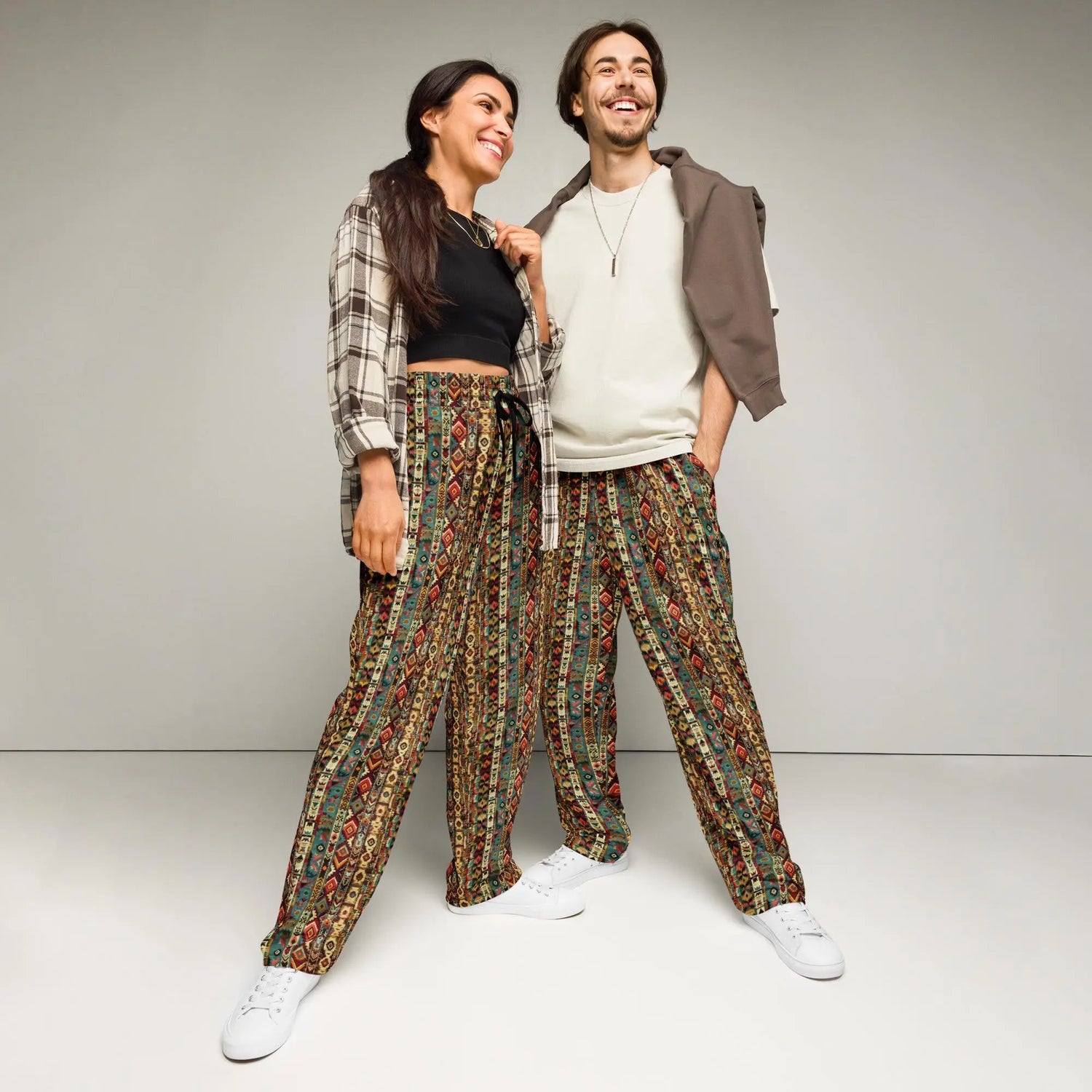 Wide-leg joggers, Unisex fit native all over pattern design casual recycled fabric relaxed all day wear lounge sweat pants
