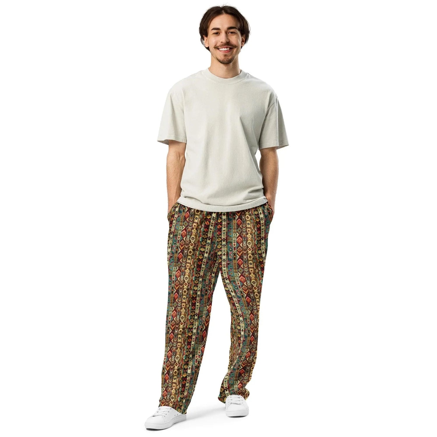 Wide-leg joggers, Unisex fit native all over pattern design casual recycled fabric relaxed all day wear lounge sweat pants The Aurora Touch