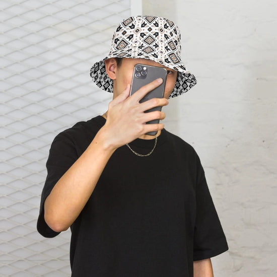 Reversible Bucket Hat | Western Textile Pattern | Casual Streetwear Fashion | Dual Outfit Look The Aurora Touch
