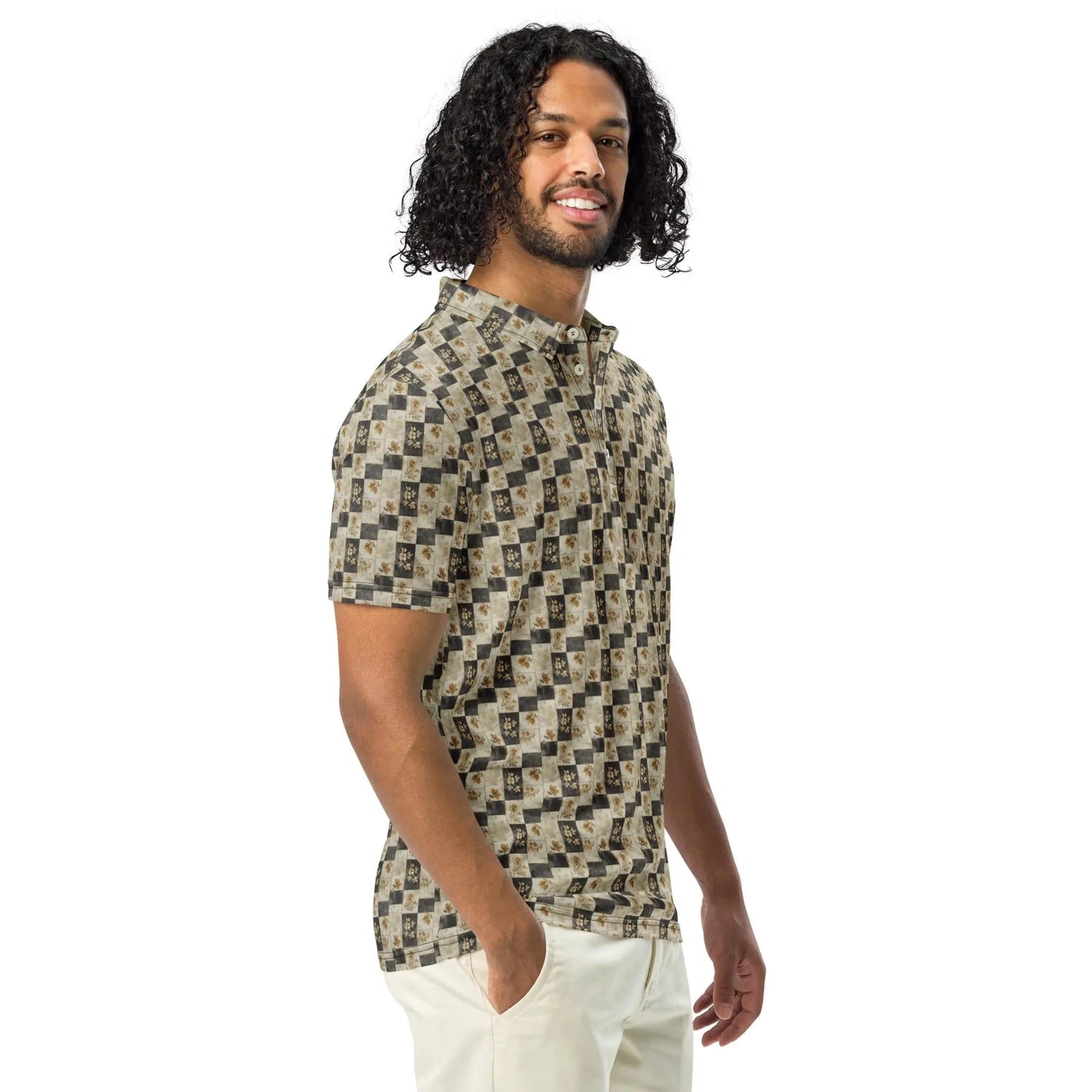 Men’s slim fit polo gothic soft style classy casual dinner minimilist basic pattern fashionista male designer shirt The Aurora Touch