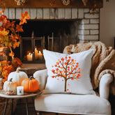 Spun Polyester Square Fall Pillow Autumn tree falling leaves print casual minimalist chair couch bed cushion sham The Aurora Touch