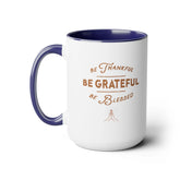 Two-Tone Coffee Mugs, 15oz, Holiday Coffe Mug, Hot Cocoa Mug, Mug for Him, Mug For Her, Fall Mug, Thanksgiving Mug The Aurora Touch