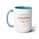 Two-Tone Coffee Mugs, 15oz, Holiday Coffe Mug, Hot Cocoa Mug, Mug for Him, Mug For Her, Fall Mug, Thanksgiving Mug The Aurora Touch