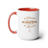 Two-Tone Coffee Mugs, 15oz, Holiday Coffe Mug, Hot Cocoa Mug, Mug for Him, Mug For Her, Fall Mug, Thanksgiving Mug The Aurora Touch