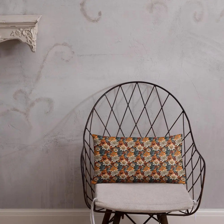 Fall foral pillow all over pattern Autumn design couch bed bench couture stylish warm festive holiday accent cushion