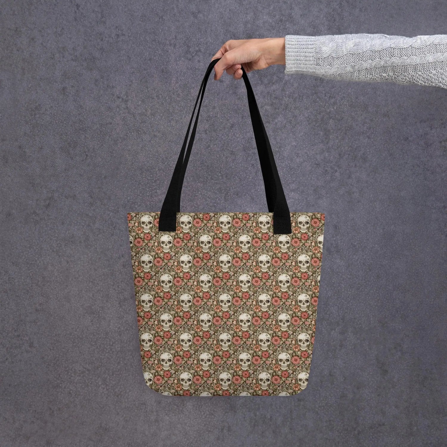 Sugar Skull Tote bag designer fashion pattern all over print computer Ipad office work travel gym grocery shopping all purpose theme bag The Aurora Touch