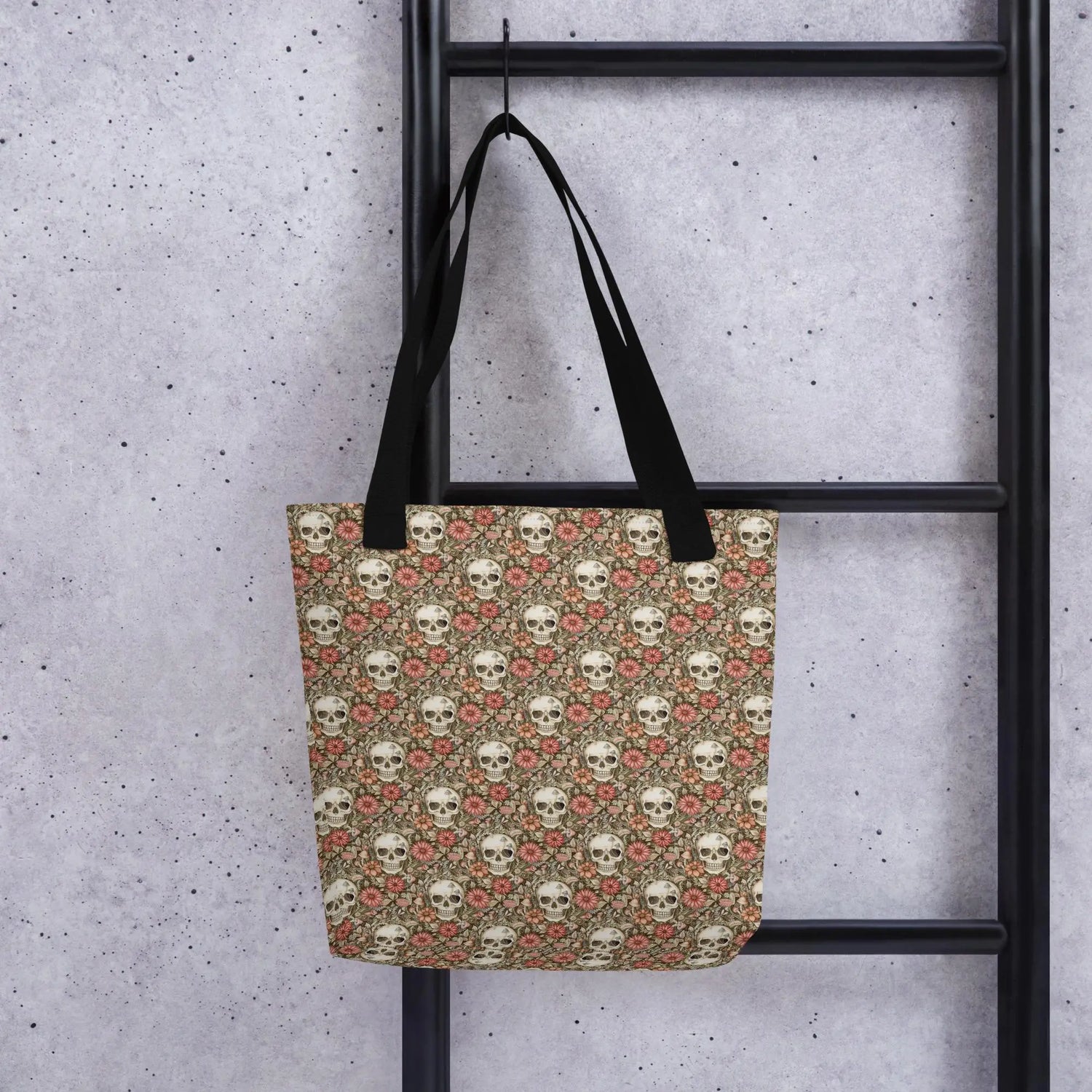 Sugar Skull Tote bag designer fashion pattern all over print computer Ipad office work travel gym grocery shopping all purpose theme bag The Aurora Touch
