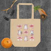 Halloween pink croquet Eco Tote stylish everyday use college accessory carry all bag cute novelty ghost design trick or treat candy pouch The Aurora Touch