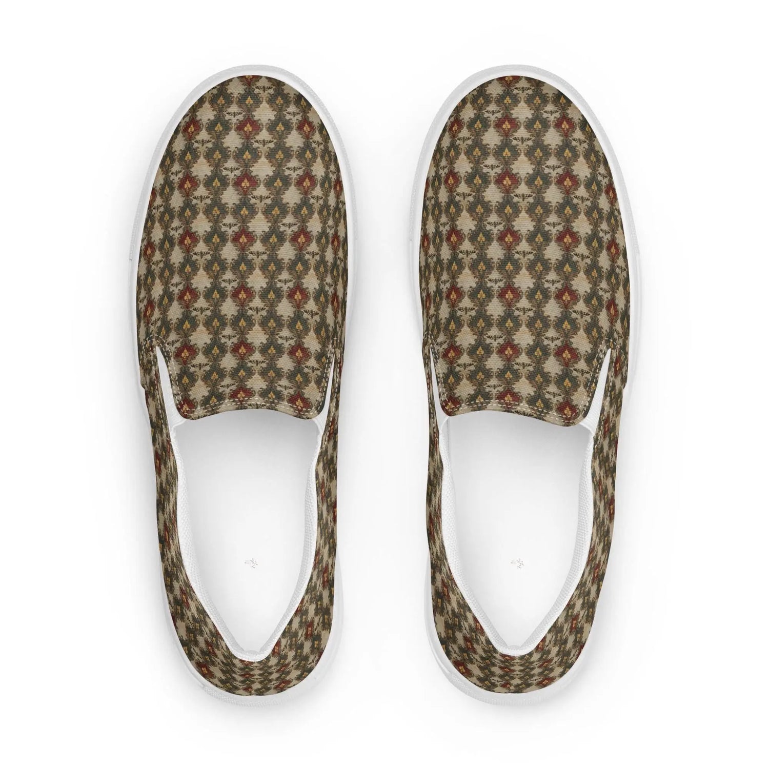 Women’s slip-on canvas shoes all over stylish pattern fabric everyday walking shopping casual great female gift trendy modern tennis shoe