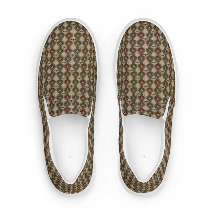 Women’s slip-on canvas shoes all over stylish pattern fabric everyday walking shopping casual great female gift trendy modern tennis shoe