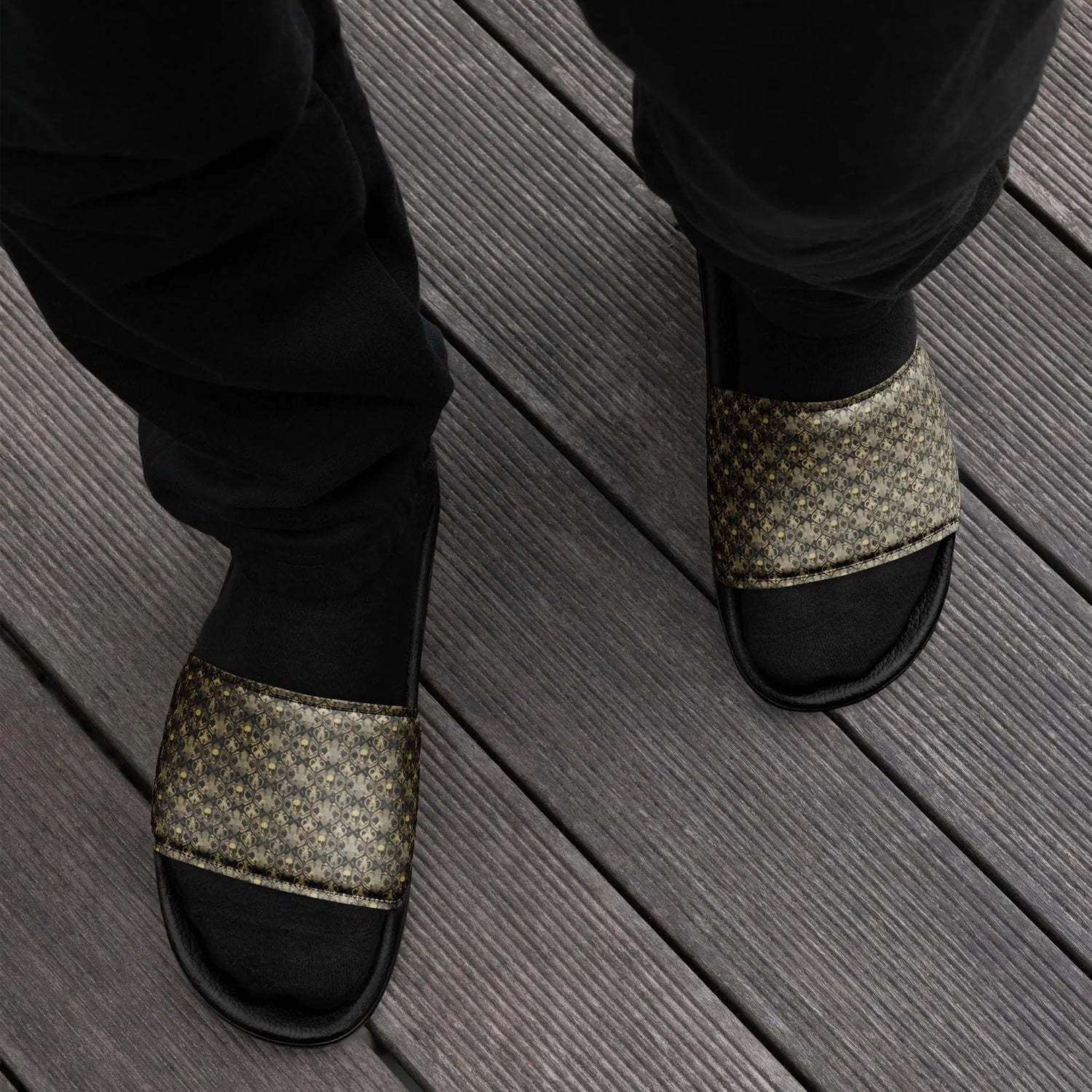 Men’s pattern style slides skeleton all over print design casual home beach shopping walking designer fashion men flat slip on hoes