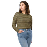 Recycled long-sleeve pattern style crop top all over print design comfortable leisure workout sporty smooth jean leggings half top