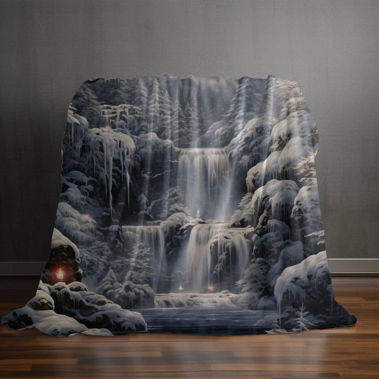 Velveteen Waterfall Plush Blanket designer soft cozy snowy winter warm portrait art holiday couch TV moment fuzzy throw The Aurora Touch