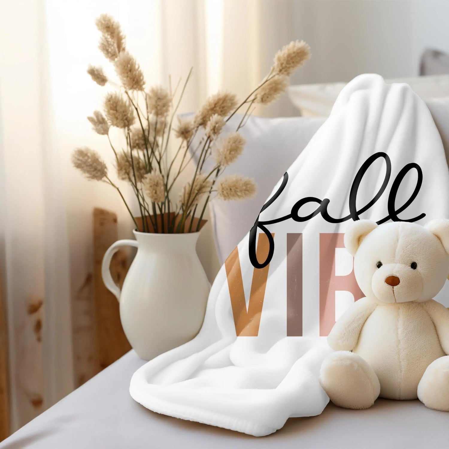 Velveteen Fall Plush Blanket soft cozy autumn Holiday vibes pumpkin minimilist design furniture decor throw The Aurora Touch