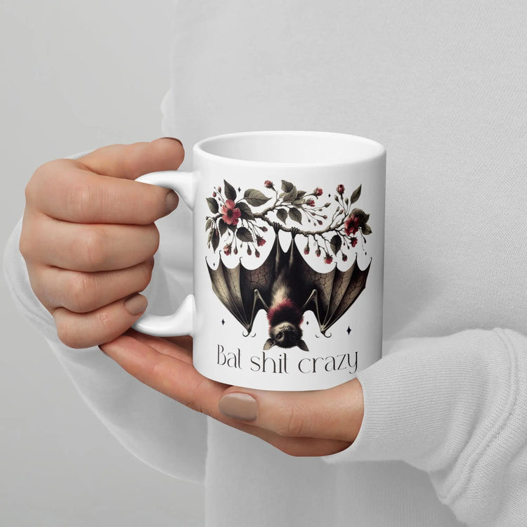 Gothic halloween glossy mug Bat design minimilist stylish everyday morning evening beverage drinking fall accent cup The Aurora Touch