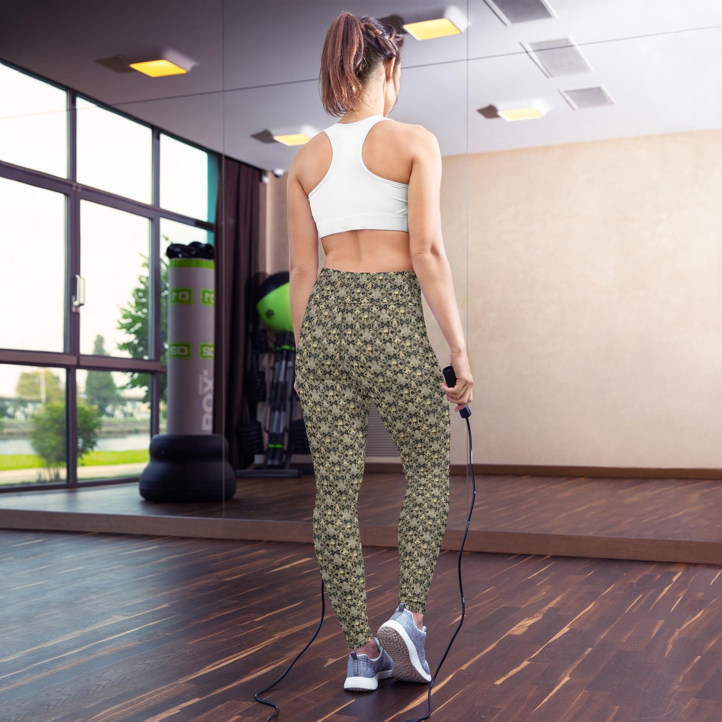 Gothic Yoga Leggings skeleton all over pattern print design soft stretchy fabric workout shopping under sweater all occasion spandex pants