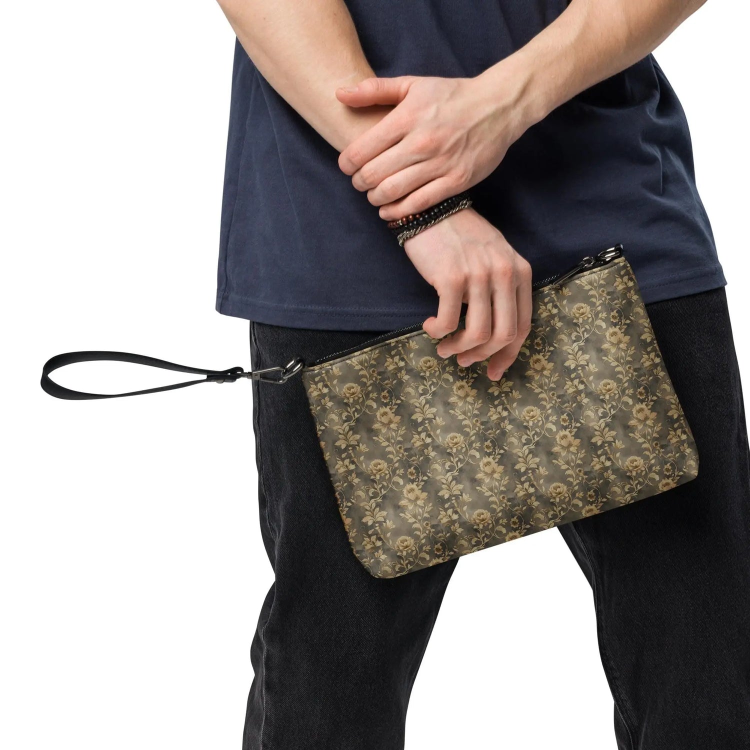 Gold rose pattern Crossbody bag stylish all over print hand carry shoulder strap design casual dressy day evening versatile attire purse The Aurora Touch