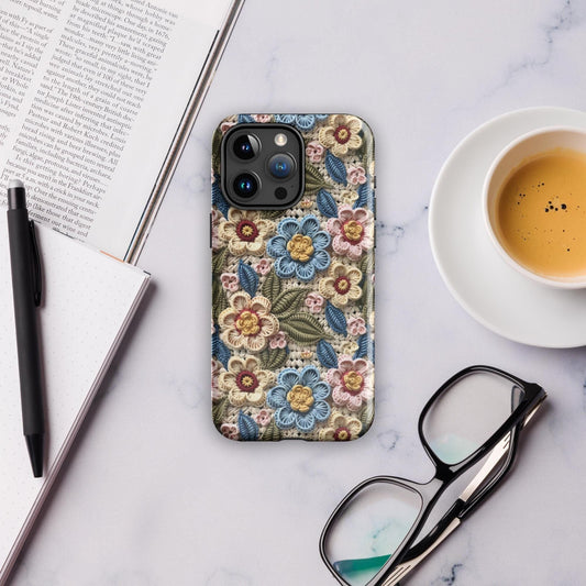 Tough Case for iPhone®, crotchet AOP pretty pattern iphone 15 iphone 14 stylish everyday school work phone case cover for all occasions