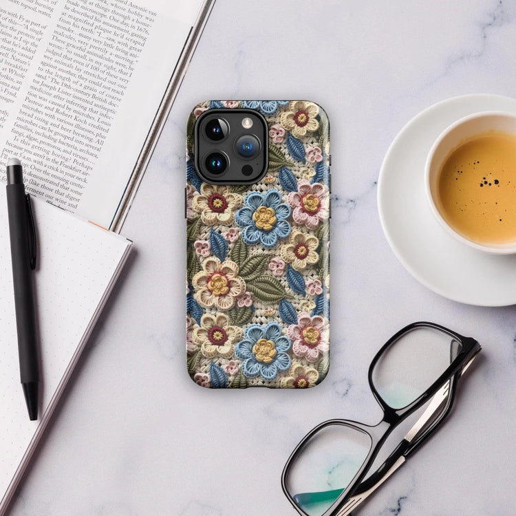 Tough Case for iPhone®, crotchet AOP pretty pattern iphone 15 iphone 14 stylish everyday school work phone case cover for all occasions