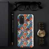 Tough case for Samsung®, Bright colorful floral pattern Android sturdy strong protective phone case great for school work travel