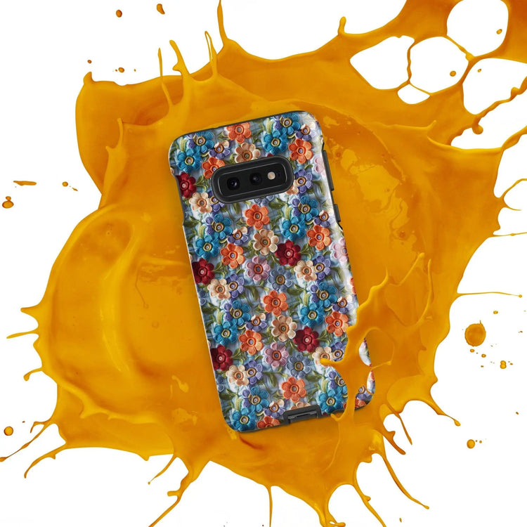 Tough case for Samsung®, Bright colorful floral pattern Android sturdy strong protective phone case great for school work travel