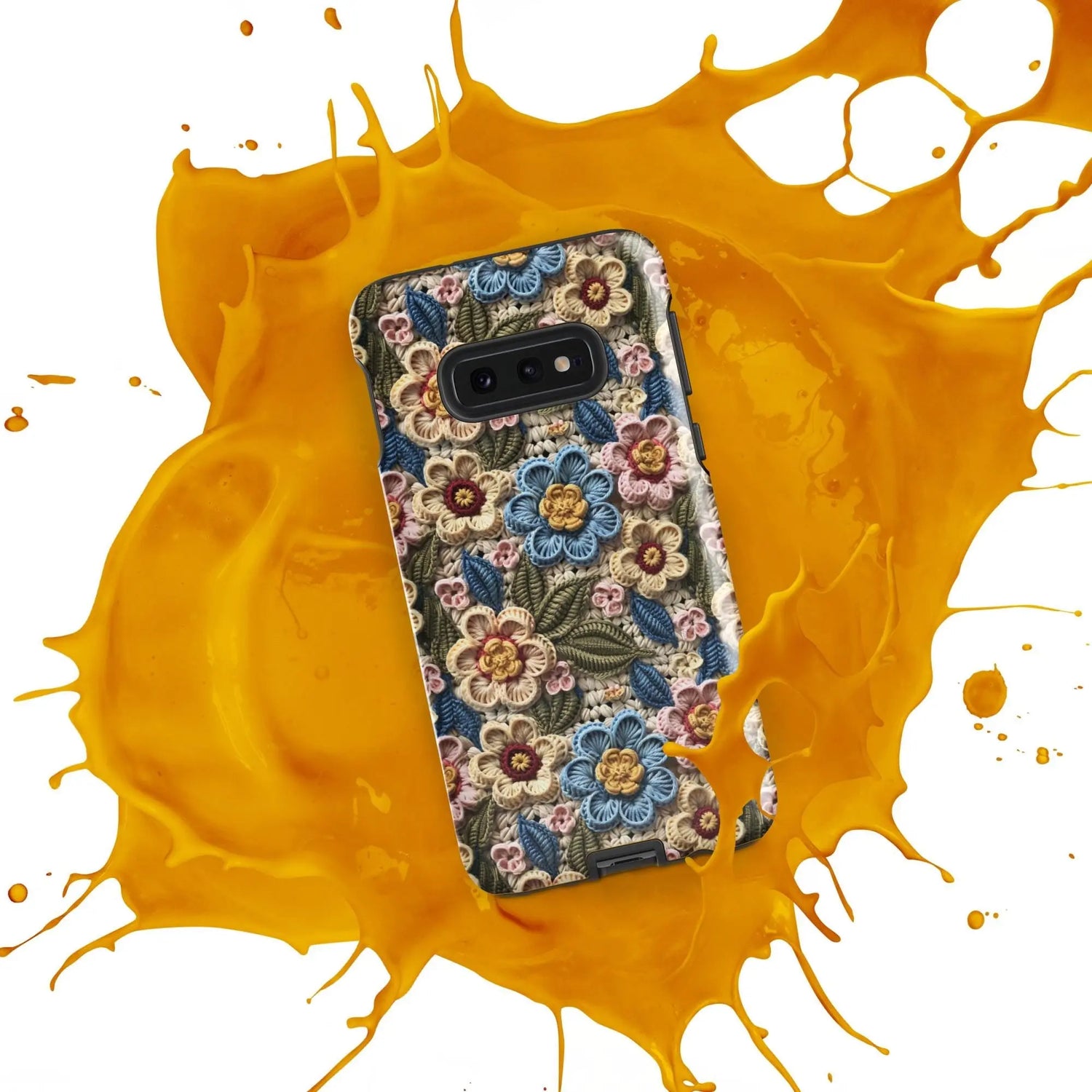 Tough case for Samsung®, floral crotchet AOP pattern design android hard sturdy phone stylish protection cover case for everyday use