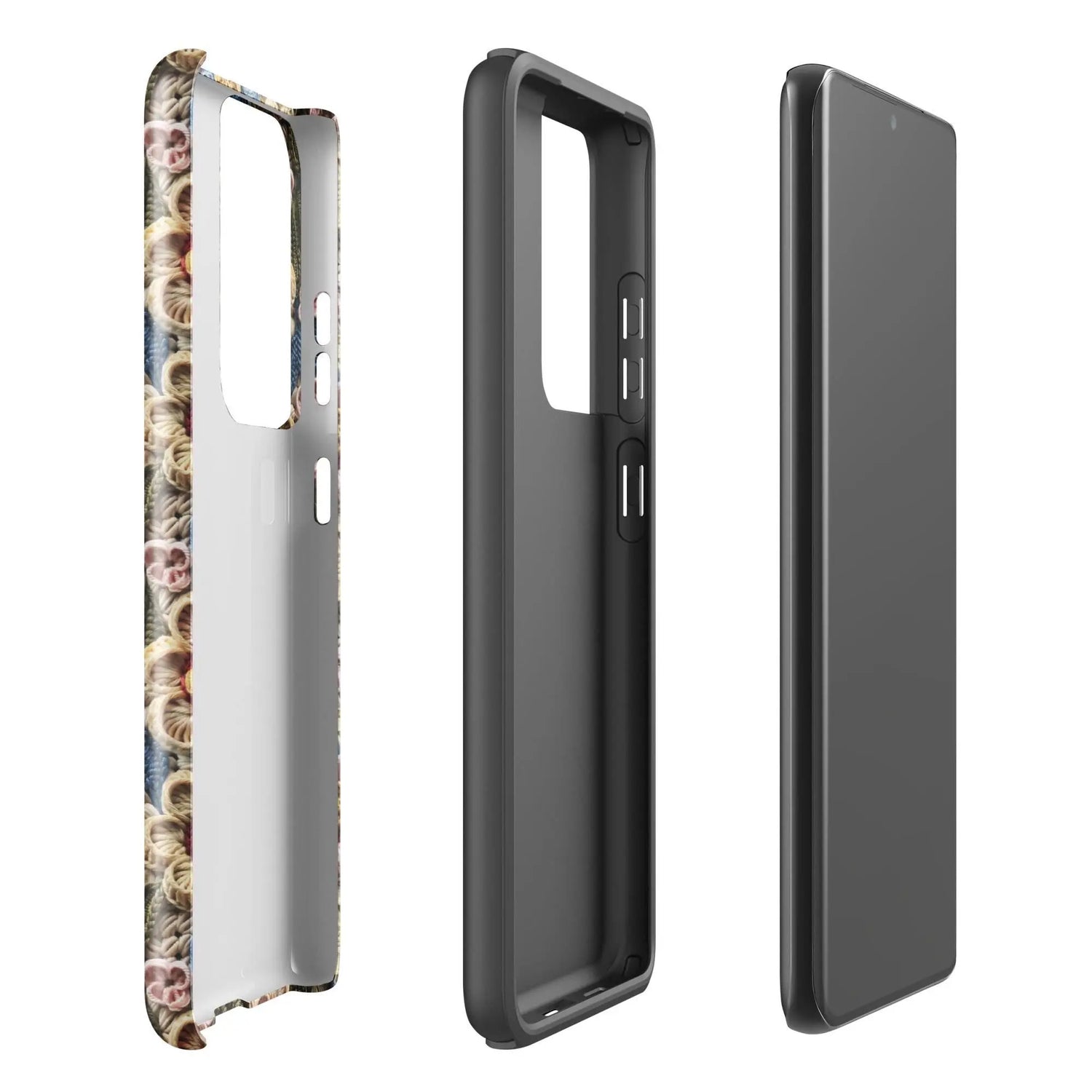 Tough case for Samsung®, floral crotchet AOP pattern design android hard sturdy phone stylish protection cover case for everyday use