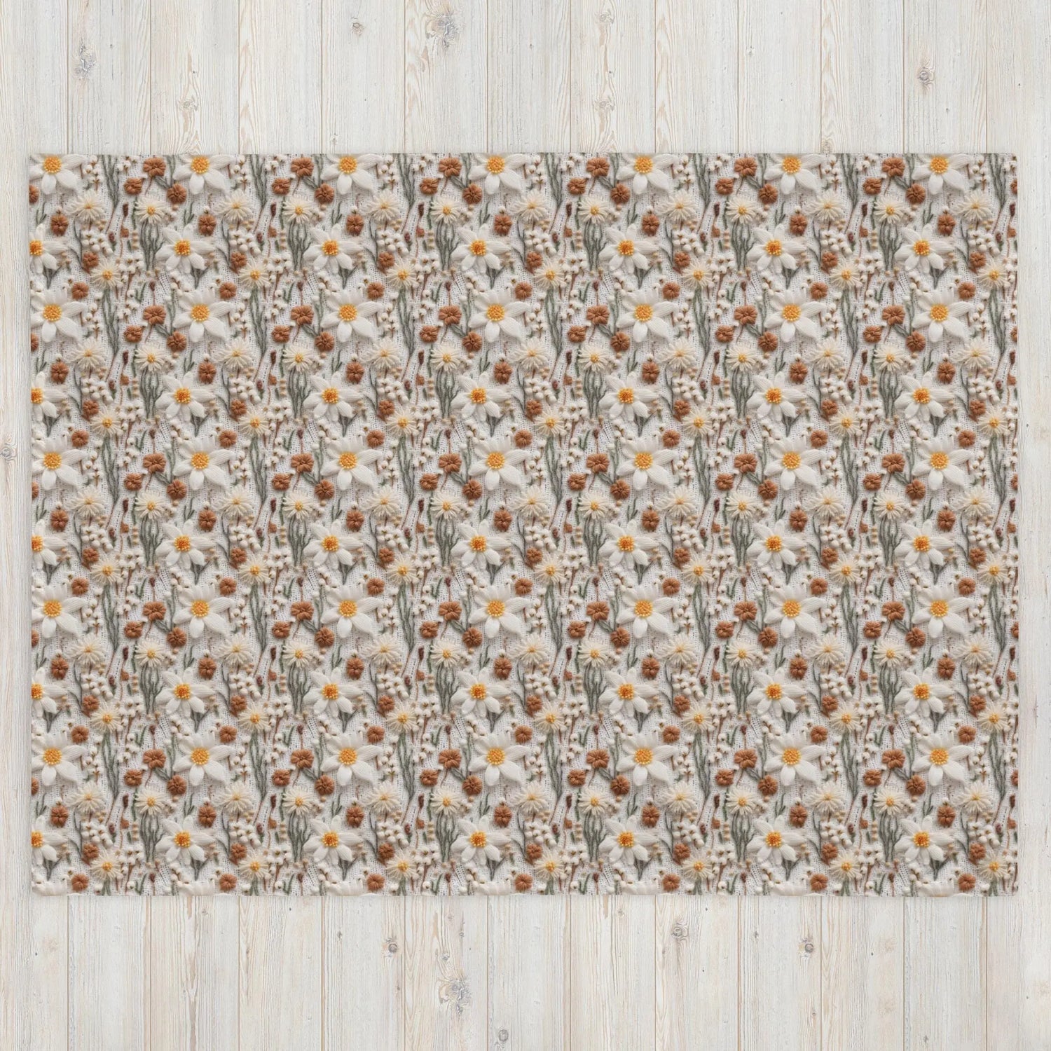 Chic Floral Crochet Throw Blanket - Stylish Fall All-Over 3D crotchet Print for Cozy Living Spaces