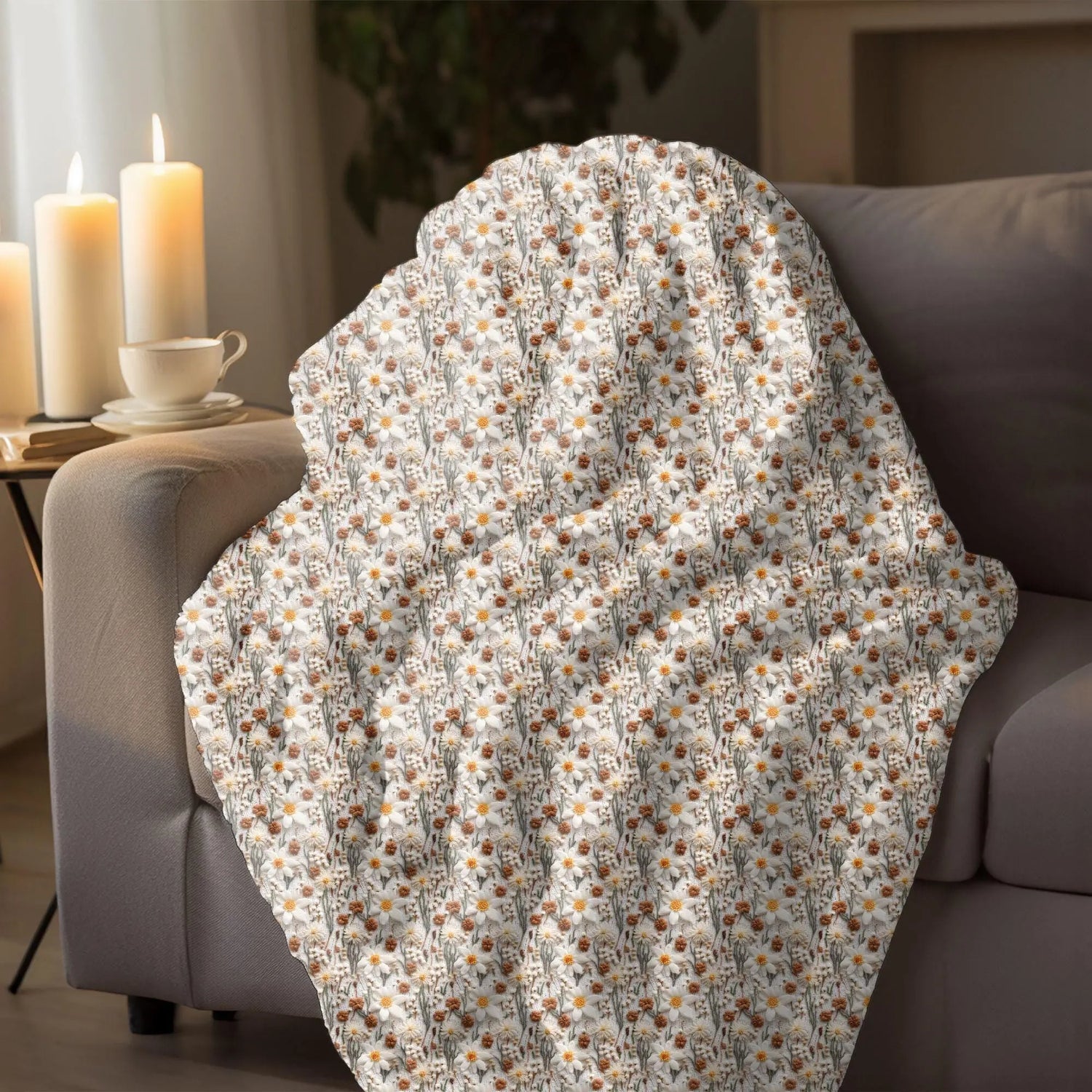 Chic Floral Crochet Throw Blanket - Stylish Fall All-Over 3D crotchet Print for Cozy Living Spaces The Aurora Touch