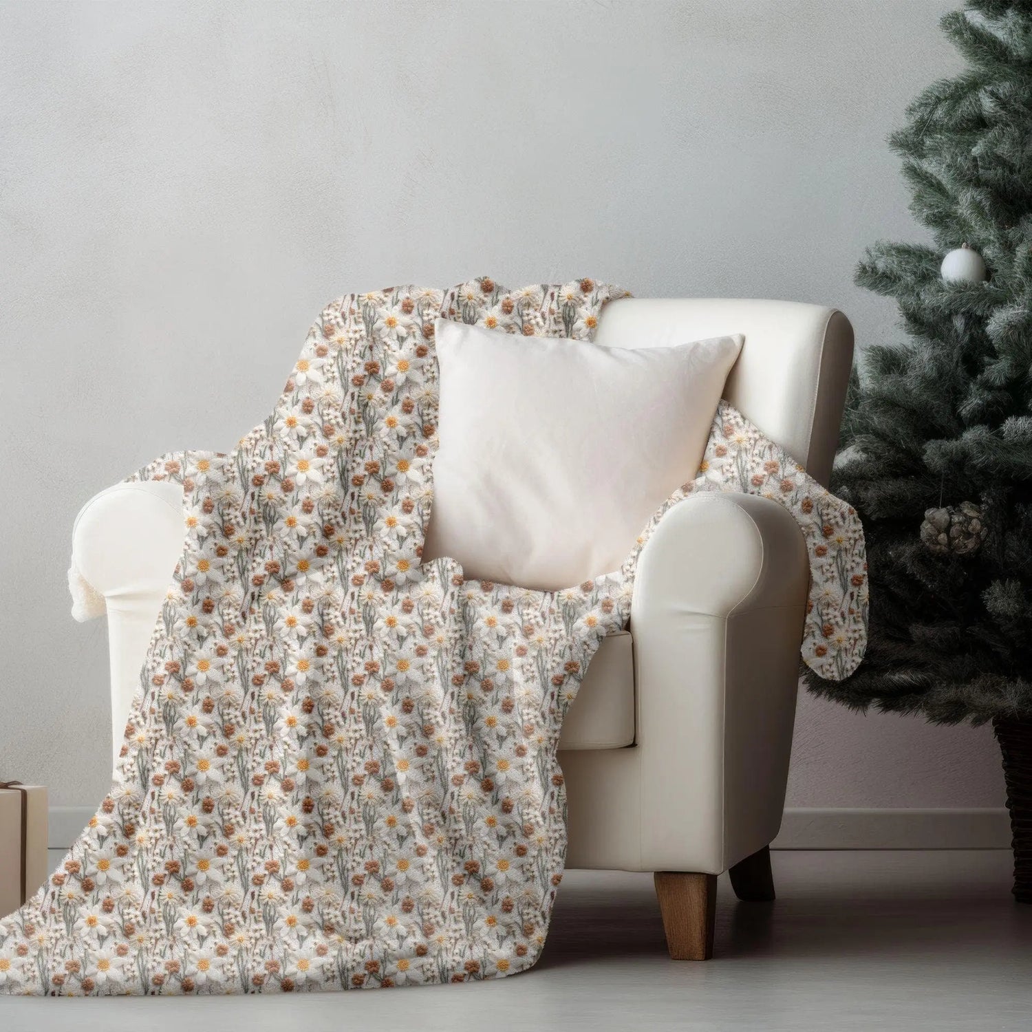 Chic Floral Crochet Throw Blanket - Stylish Fall All-Over 3D crotchet Print for Cozy Living Spaces The Aurora Touch