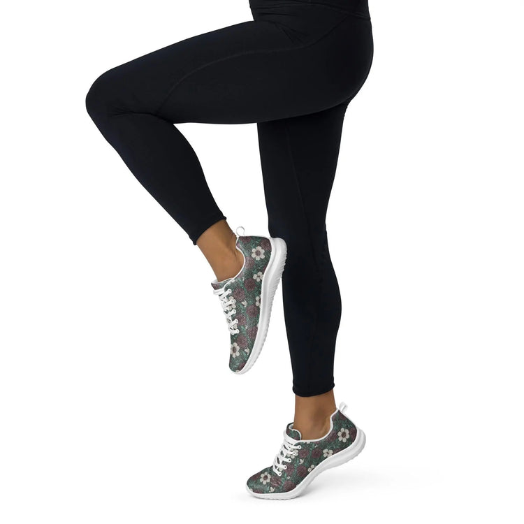 Fall Floral Women’s athletic shoes, Soft cozy warm ideal walking running casual wearing stylish every day female tennis shoe