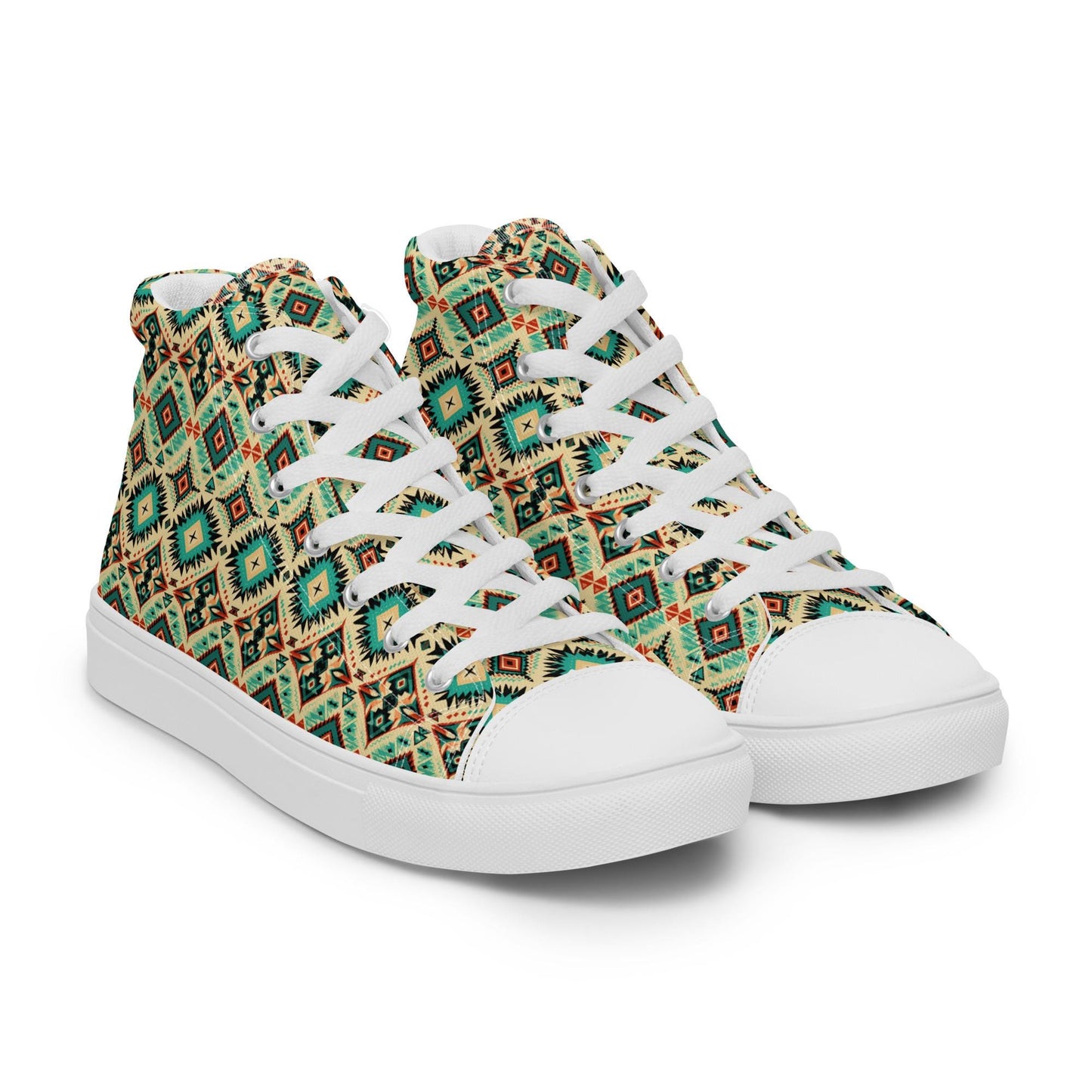 Men’s high top canvas shoes, stylish men&#39;s high top canvas sneakers - western pattern all over design