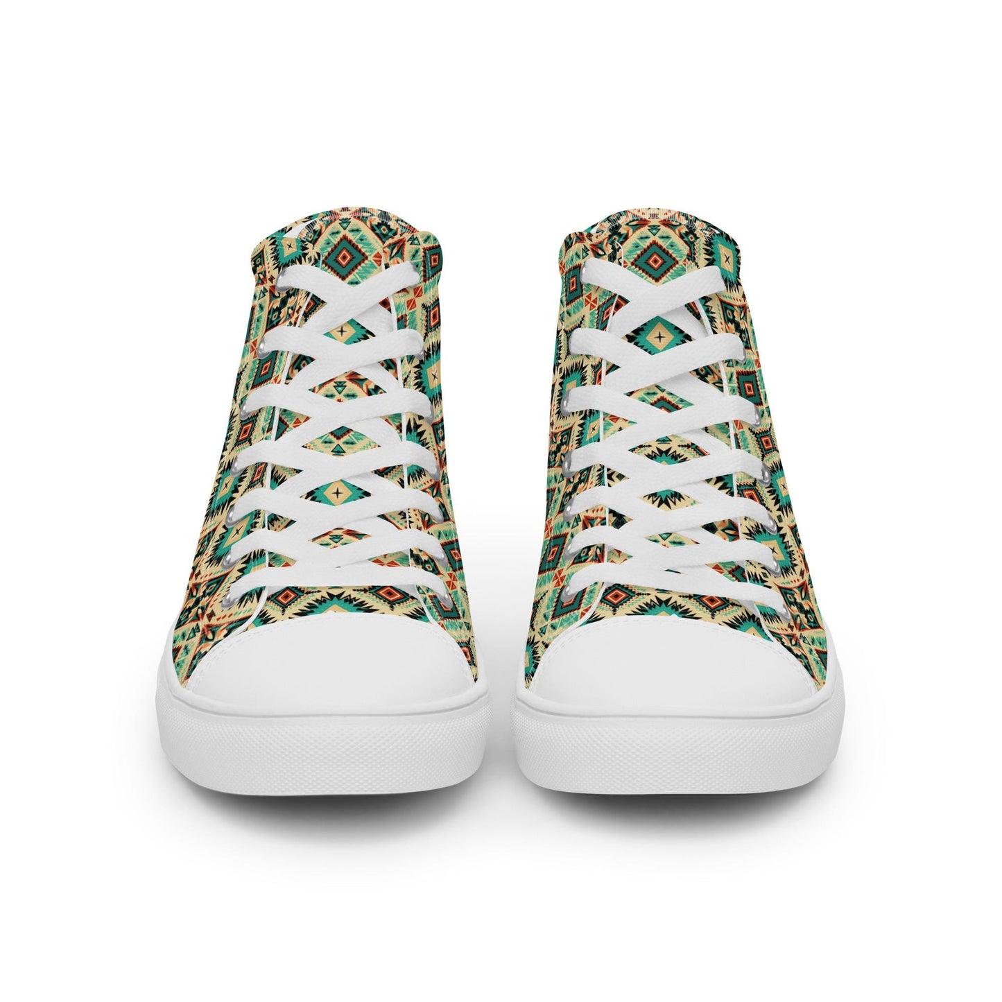 Men’s high top canvas shoes, stylish men&#39;s high top canvas sneakers - western pattern all over design