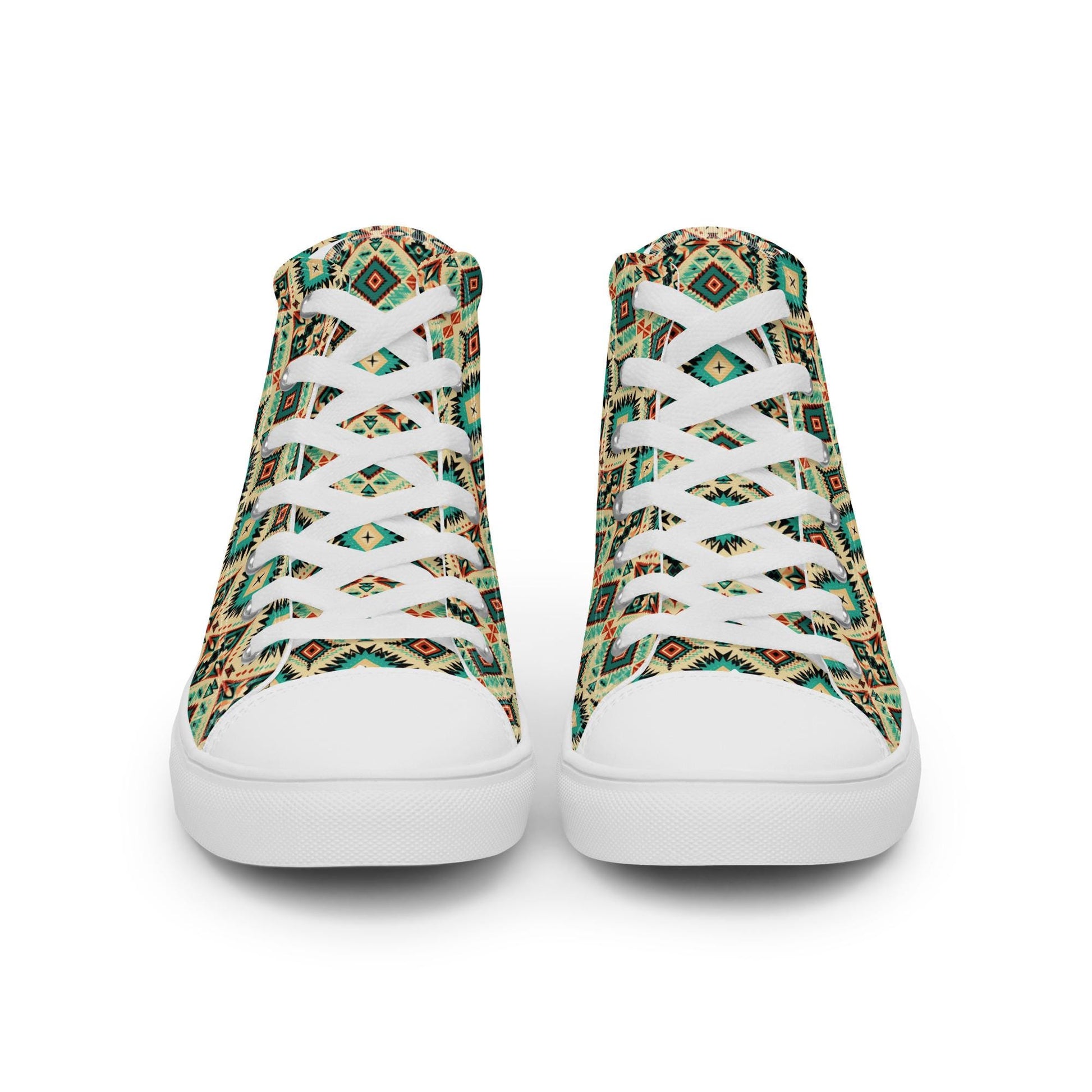 Men’s high top canvas shoes, stylish men&#39;s high top canvas sneakers - western pattern all over design