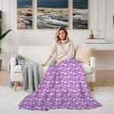 Neon skull design Throw Blanket Halloween Day of the Dead festive soft cozy child adult any room latino heritage month modern day fleece The Aurora Touch