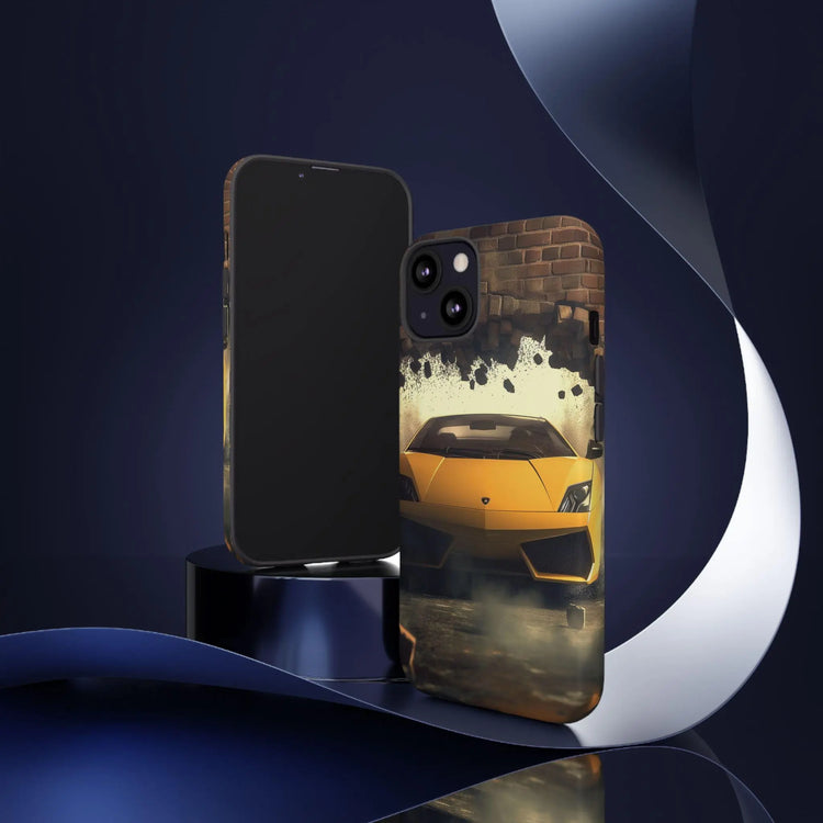 Phone Cases, Yellow Lamborghini Portrait, Stylish Phone Accessories, Youthful Inspired Gift, Iphone 14/15 Tough Covers, Fun Case