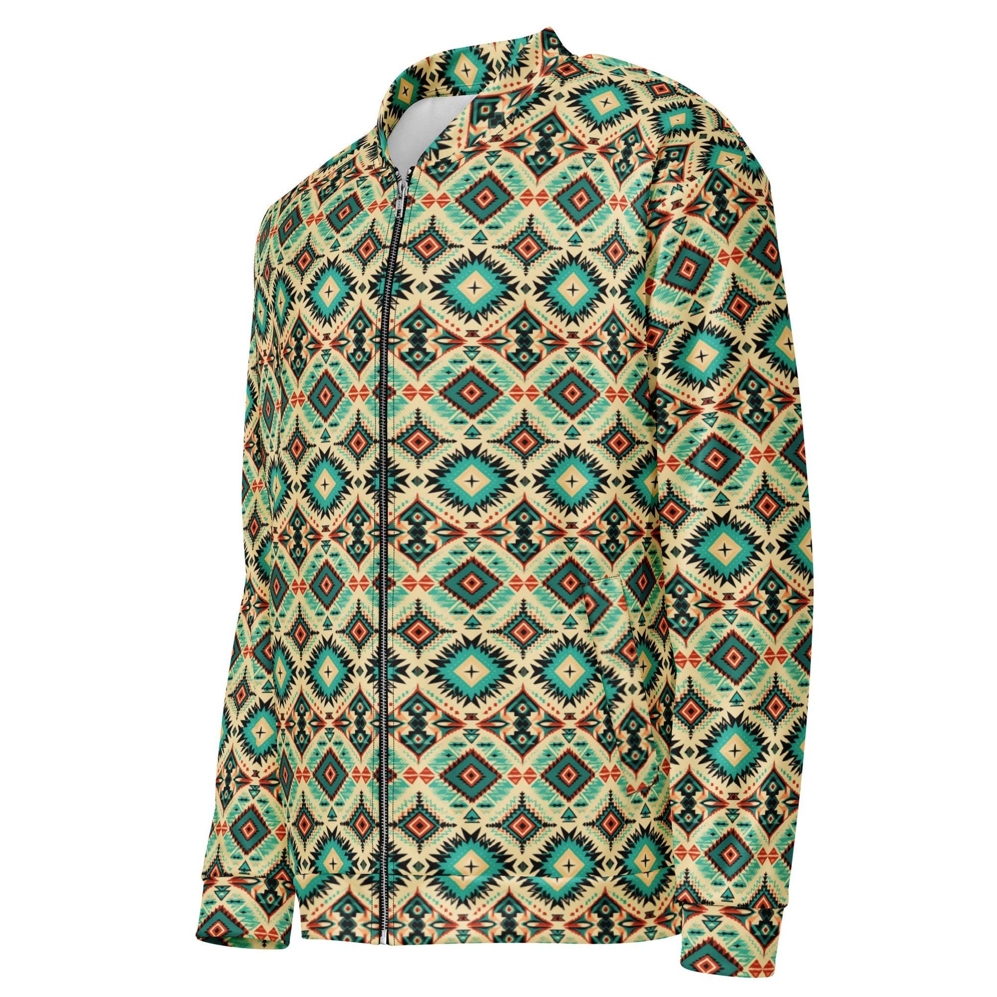 Men&#39;s Vibrant All-Over Print Unisex Bomber Jacket – Stylish, Relaxed Fit with Brushed Fleece Lining