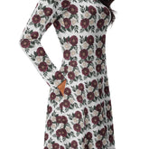 Floral All-Over Print Long Sleeve Midi Dress with Pockets – Feminine Fit & Flared Style The Aurora Touch