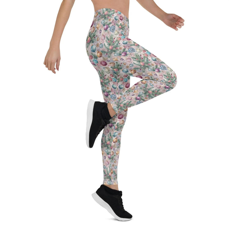 Stylish Microfiber Stretch Leggings – Holiday all over print pattern durable, Comfortable, and UPF 50+ Activewear The Aurora Touch