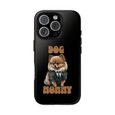 Phone Case, Tough Cases for Dog Mommy, Animal Print Design, Black Cover, Dog Owner Gift. Strong Sturdy iPhone Case with Text