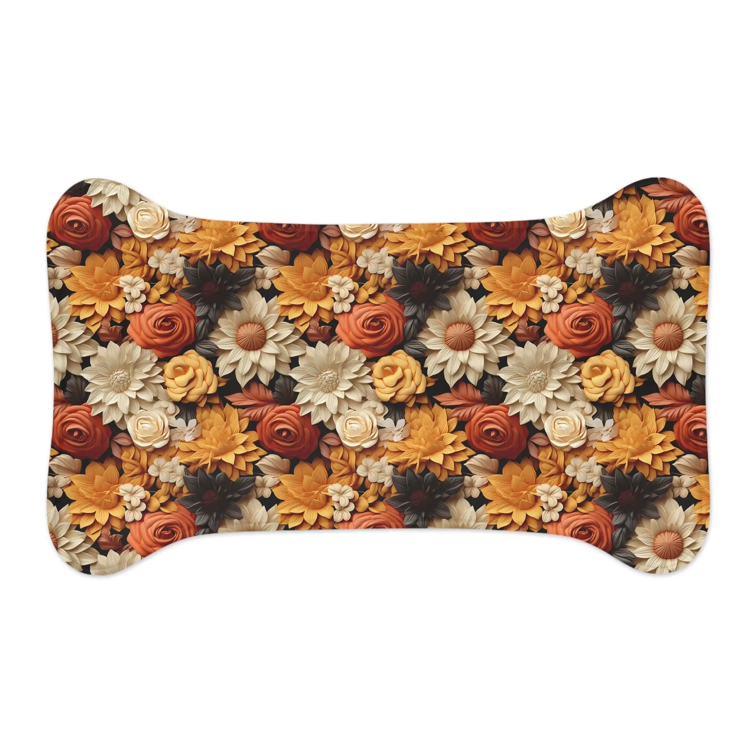 Fall Floral Pet Feeding Mats - Autumn All Over Print Pattern Design for Cat and Dog - Kitchen Decor Place Mat, Holiday Themed Food Mat The Aurora Touch